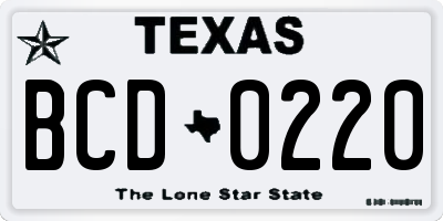 TX license plate BCD0220