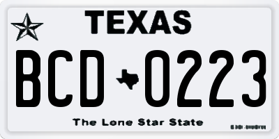TX license plate BCD0223