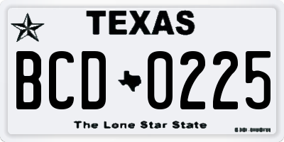 TX license plate BCD0225
