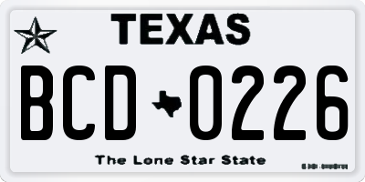 TX license plate BCD0226
