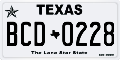 TX license plate BCD0228