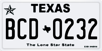 TX license plate BCD0232
