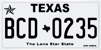 TX license plate BCD0235