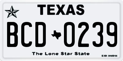 TX license plate BCD0239
