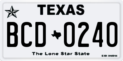 TX license plate BCD0240