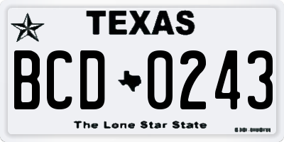 TX license plate BCD0243