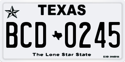 TX license plate BCD0245