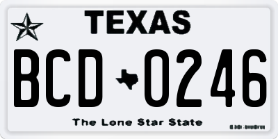TX license plate BCD0246