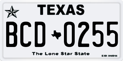 TX license plate BCD0255