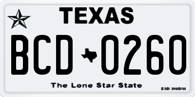 TX license plate BCD0260