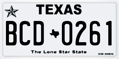 TX license plate BCD0261