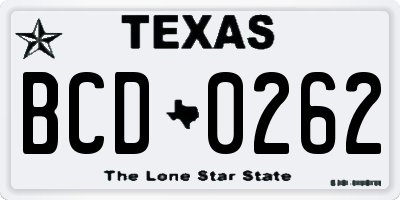 TX license plate BCD0262