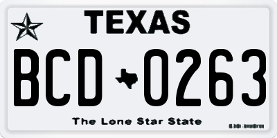 TX license plate BCD0263
