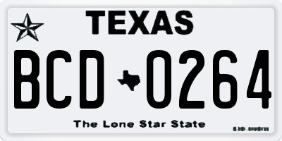 TX license plate BCD0264