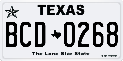 TX license plate BCD0268