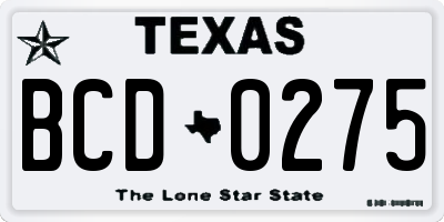 TX license plate BCD0275