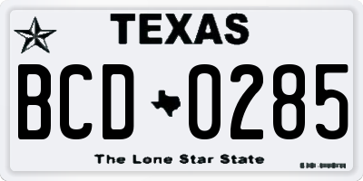 TX license plate BCD0285