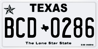 TX license plate BCD0286