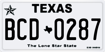 TX license plate BCD0287