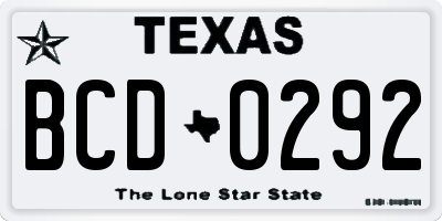 TX license plate BCD0292