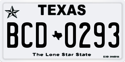 TX license plate BCD0293