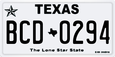 TX license plate BCD0294