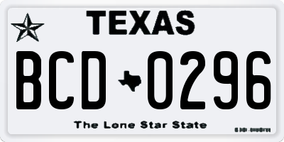 TX license plate BCD0296