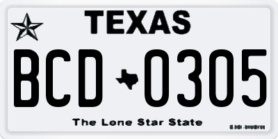 TX license plate BCD0305