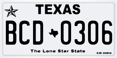TX license plate BCD0306