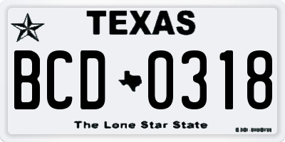 TX license plate BCD0318