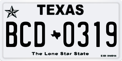 TX license plate BCD0319