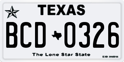 TX license plate BCD0326