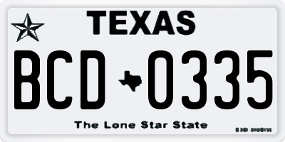 TX license plate BCD0335
