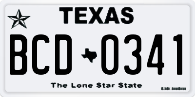 TX license plate BCD0341
