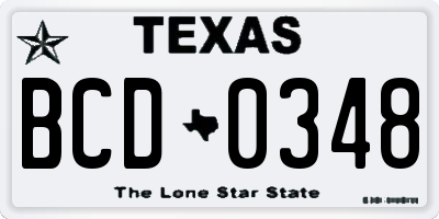 TX license plate BCD0348