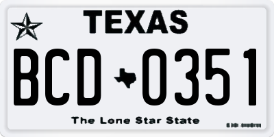 TX license plate BCD0351