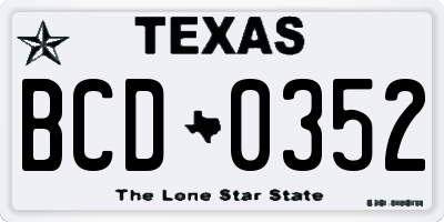 TX license plate BCD0352