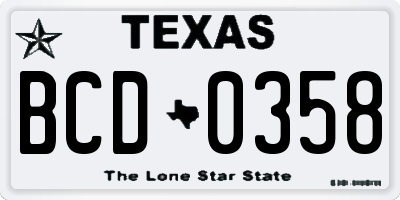 TX license plate BCD0358