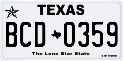 TX license plate BCD0359