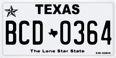 TX license plate BCD0364