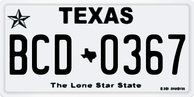 TX license plate BCD0367