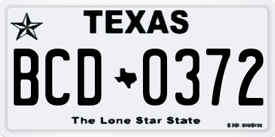 TX license plate BCD0372