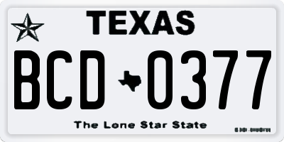 TX license plate BCD0377