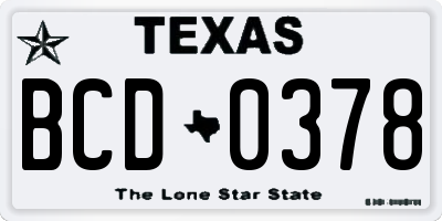 TX license plate BCD0378
