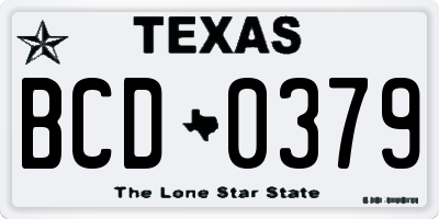 TX license plate BCD0379