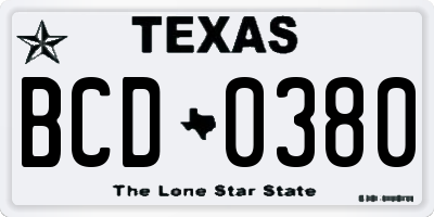 TX license plate BCD0380