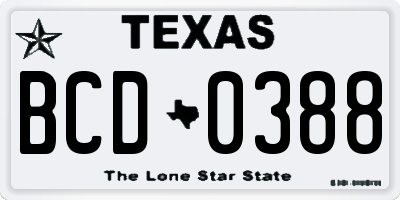 TX license plate BCD0388