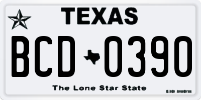TX license plate BCD0390