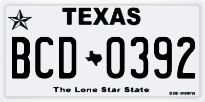 TX license plate BCD0392