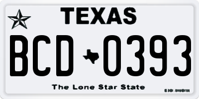 TX license plate BCD0393